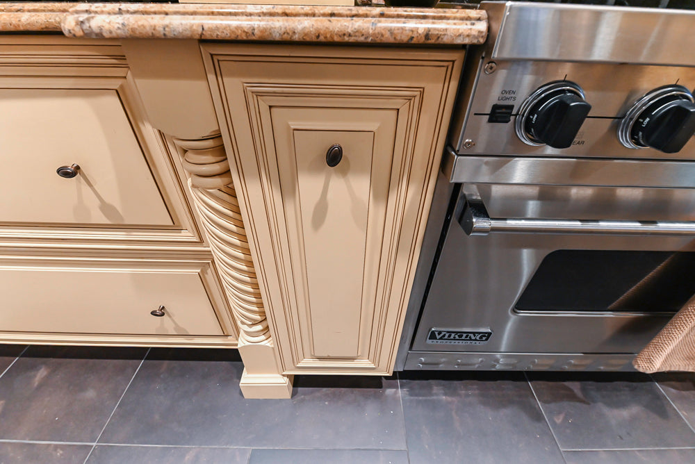 Custom Traditional Cream Kitchen with Island, Butler's Pantry and Viking Appliances
