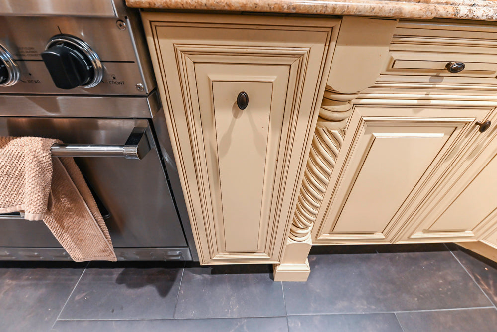 Custom Traditional Cream Kitchen with Island, Butler's Pantry and Viking Appliances