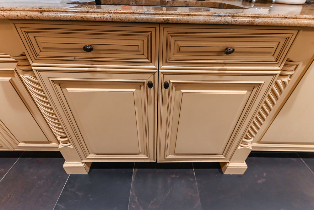 Custom Traditional Cream Kitchen with Island, Butler's Pantry and Viking Appliances