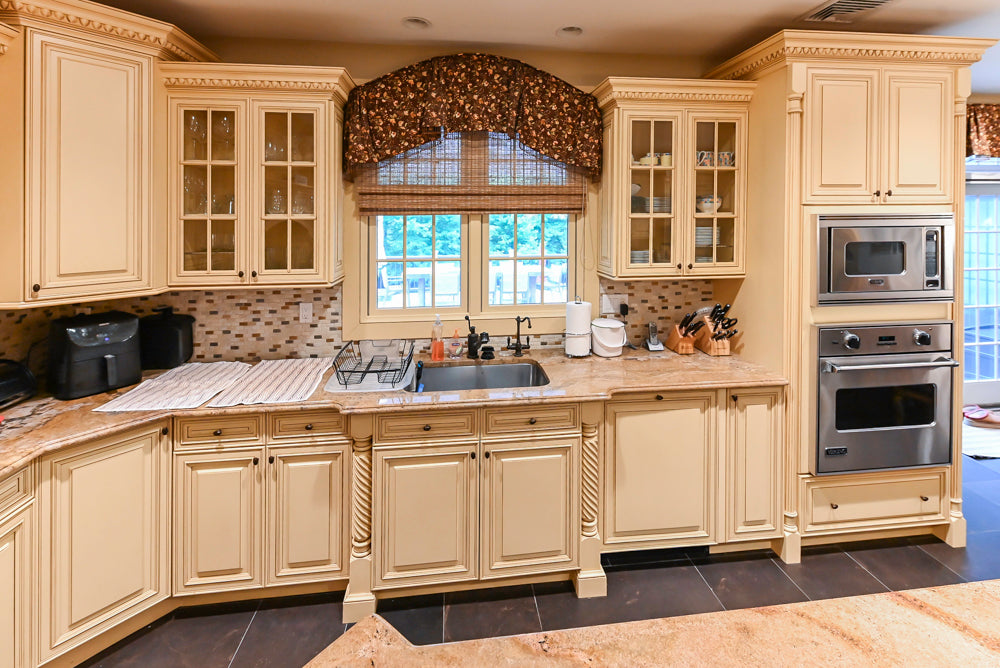 Custom Traditional Cream Kitchen with Island, Butler's Pantry and Viking Appliances