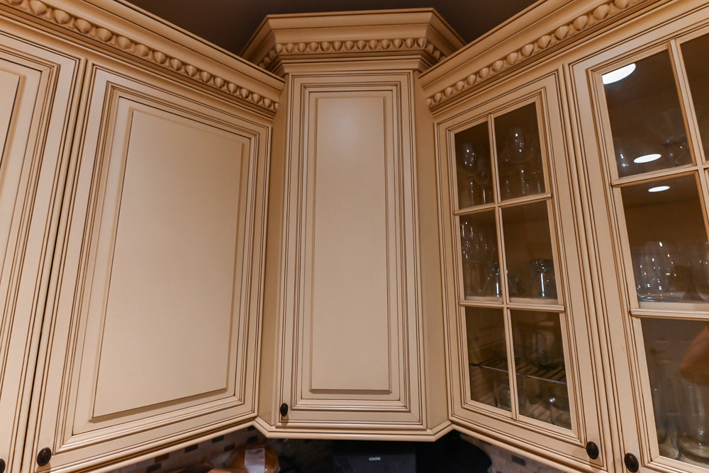 Custom Traditional Cream Kitchen with Island, Butler's Pantry and Viking Appliances
