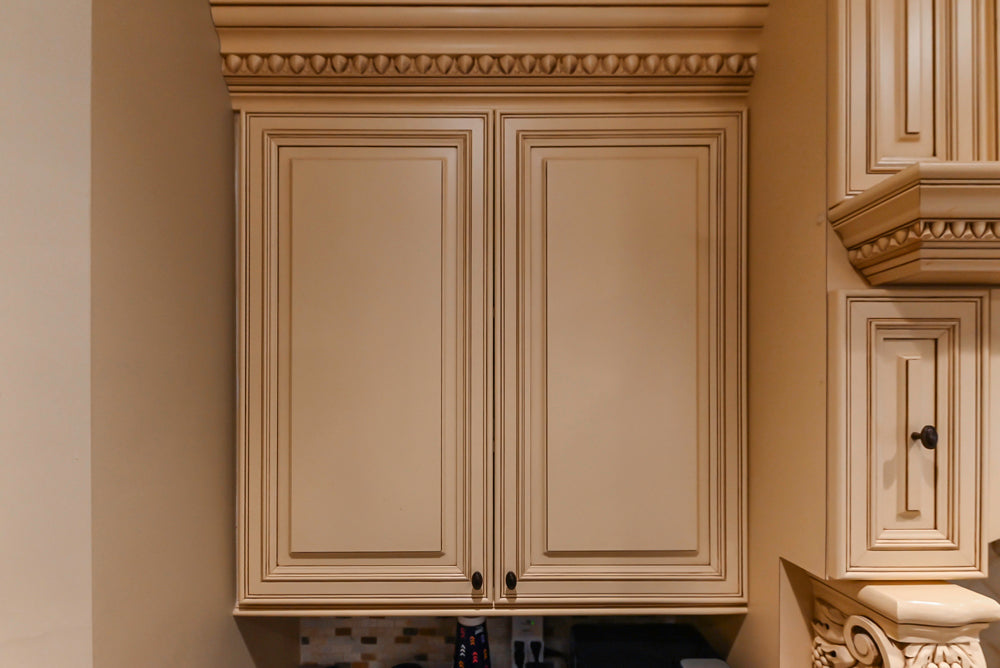 Custom Traditional Cream Kitchen with Island, Butler's Pantry and Viking Appliances
