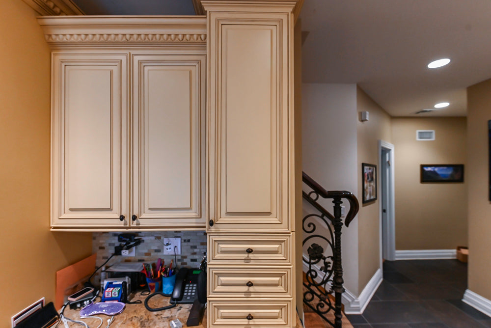 Custom Traditional Cream Kitchen with Island, Butler's Pantry and Viking Appliances