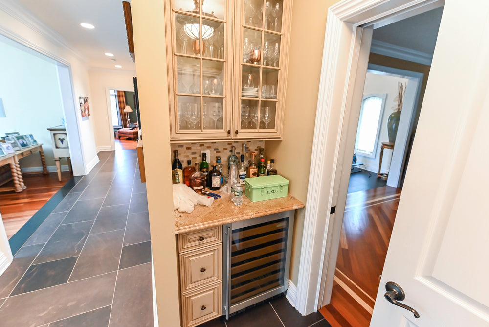 Custom Traditional Cream Kitchen with Island, Butler's Pantry and Viking Appliances