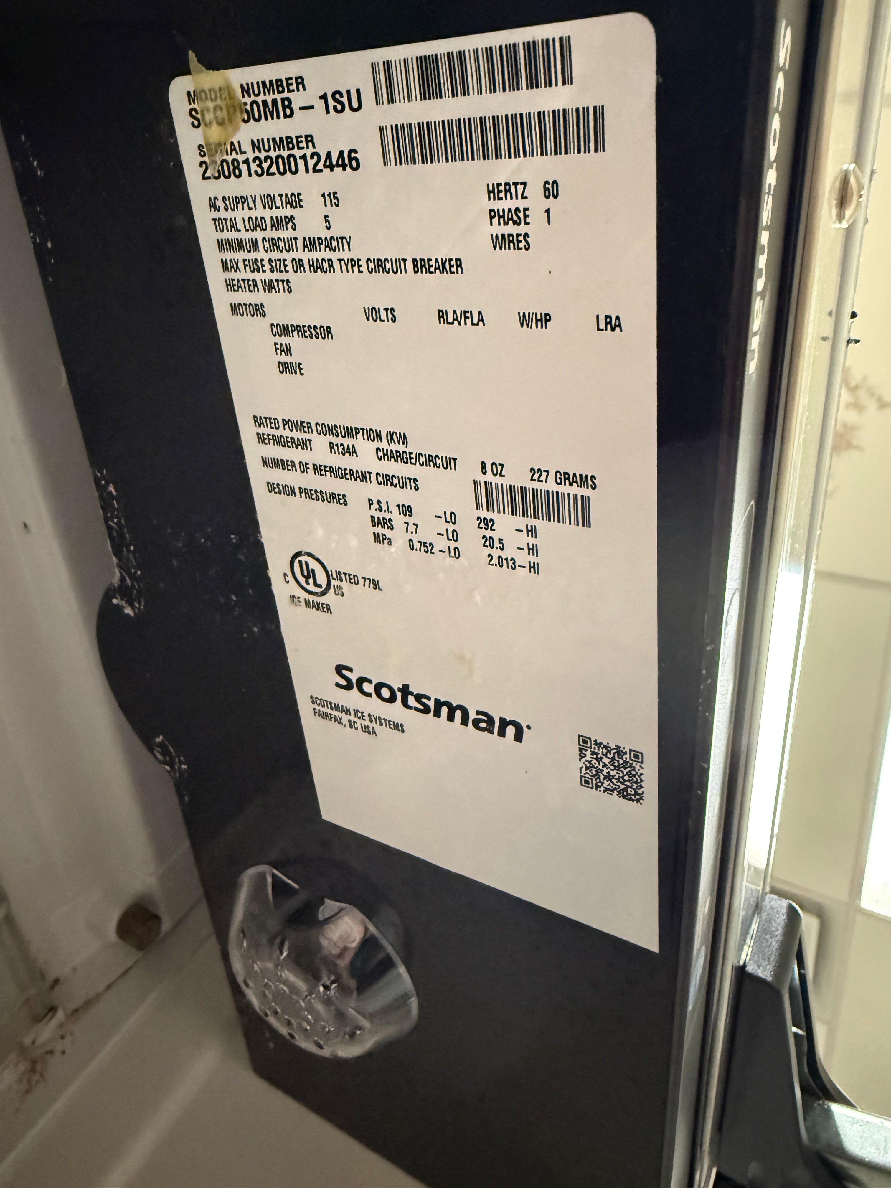Scotsman SCCP50MB-1SU 15" Panel Ready Undercounter Gourmet Ice Maker