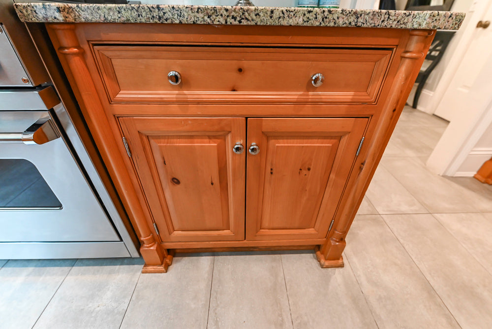 Custom Traditional Natural Wood Kitchen with Granite Countertops and Appliances