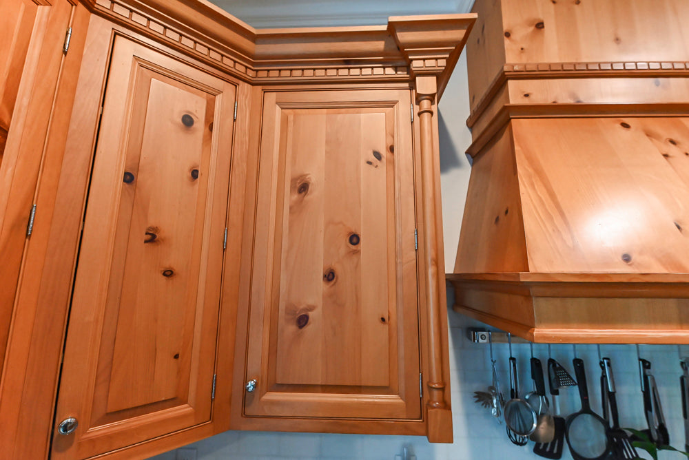 Custom Traditional Natural Wood Kitchen with Granite Countertops and Appliances
