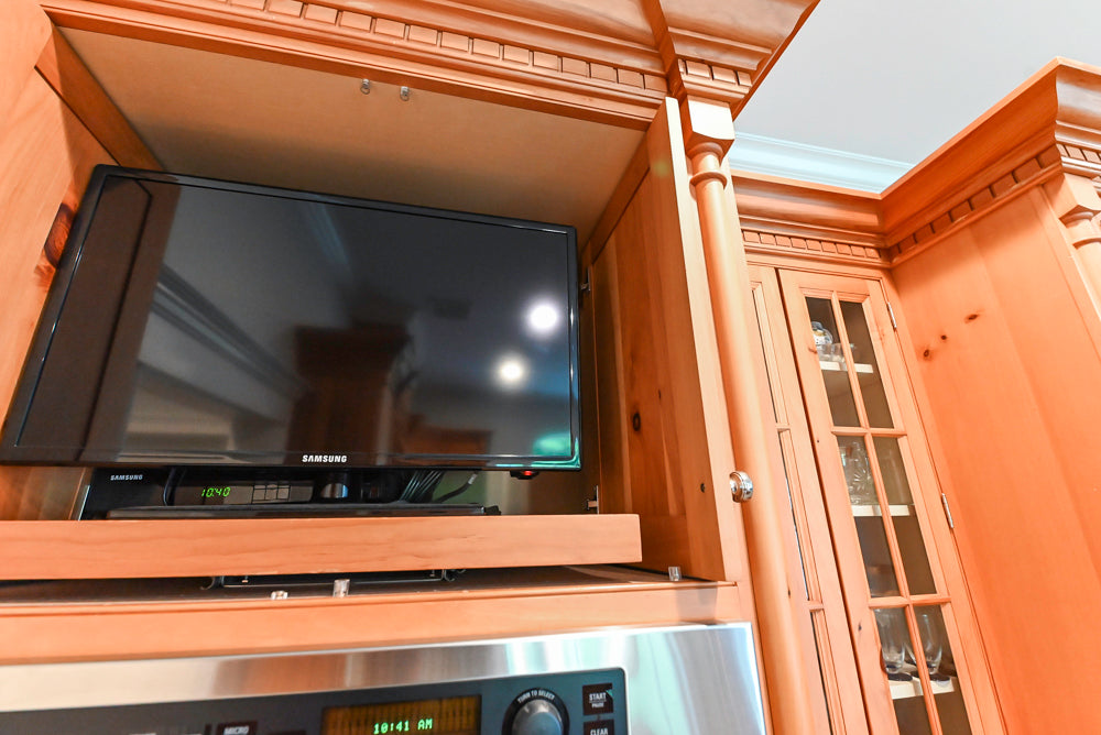 Custom Traditional Natural Wood Kitchen with Granite Countertops and Appliances