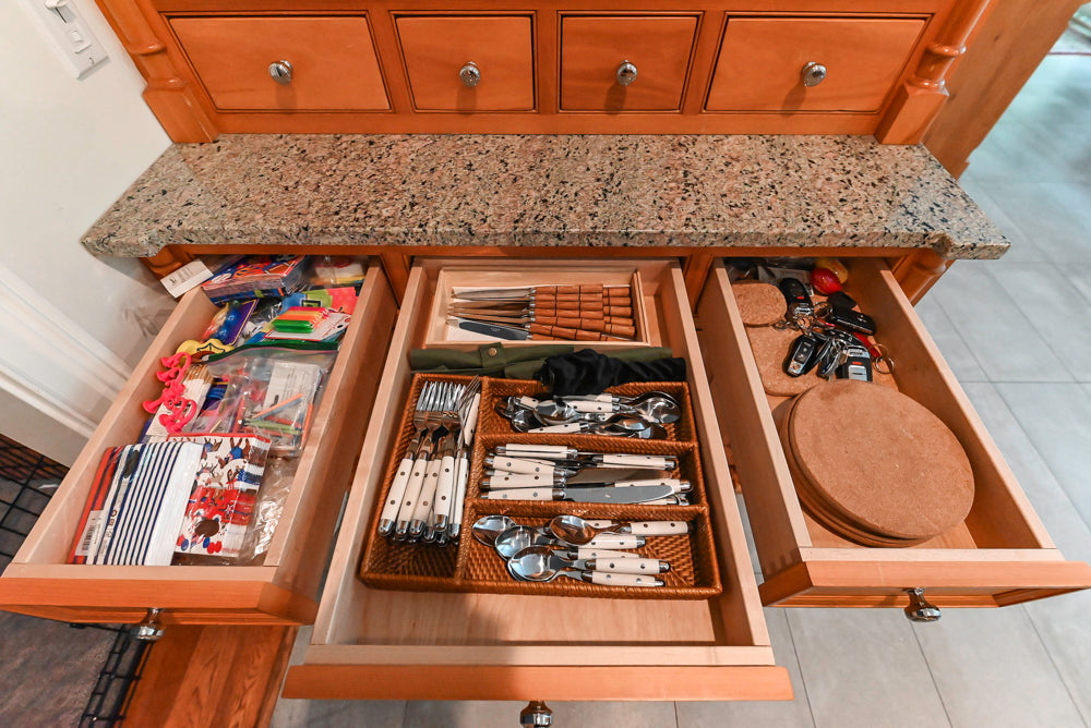 Custom Traditional Natural Wood Kitchen with Granite Countertops and Appliances