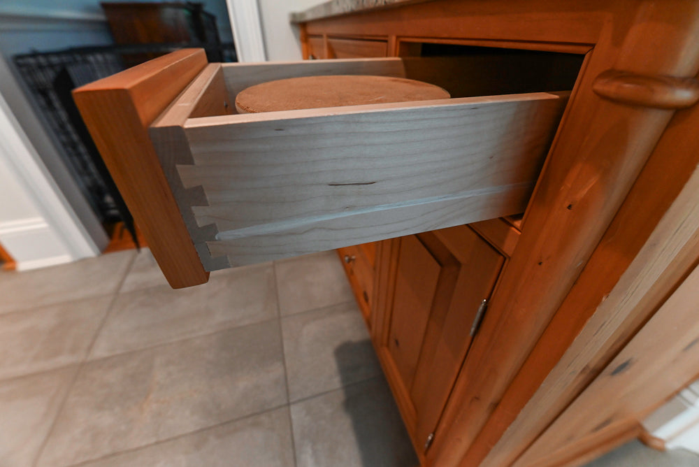 Custom Traditional Natural Wood Kitchen with Granite Countertops and Appliances