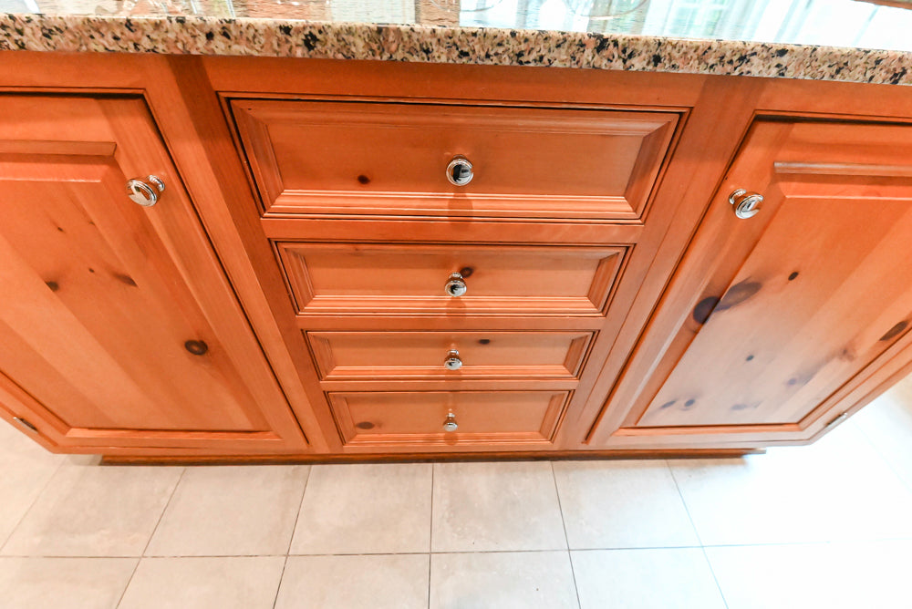 Custom Traditional Natural Wood Kitchen with Granite Countertops and Appliances