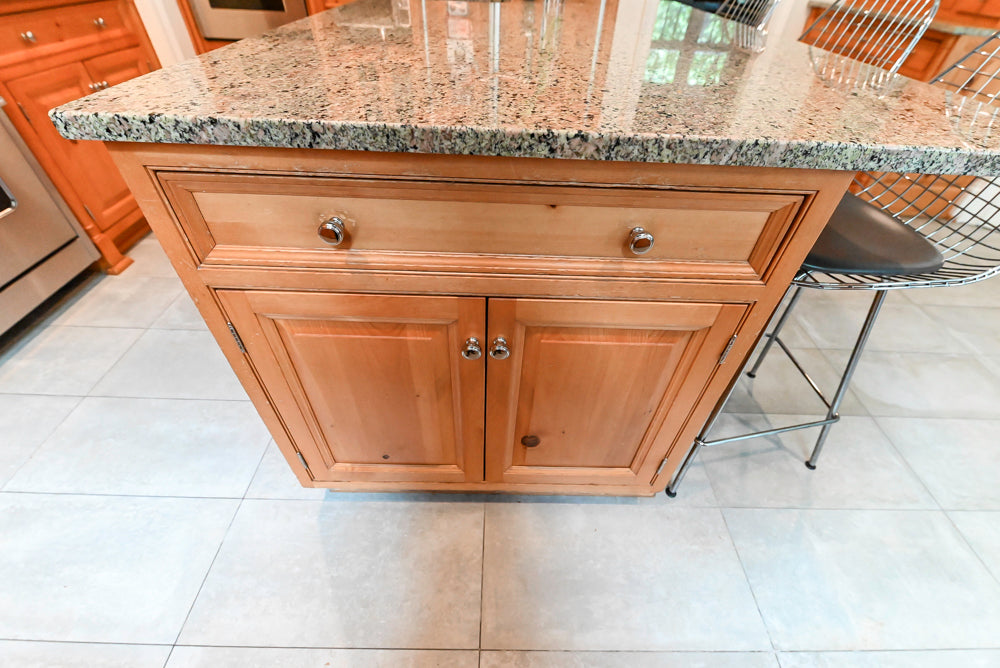 Custom Traditional Natural Wood Kitchen with Granite Countertops and Appliances