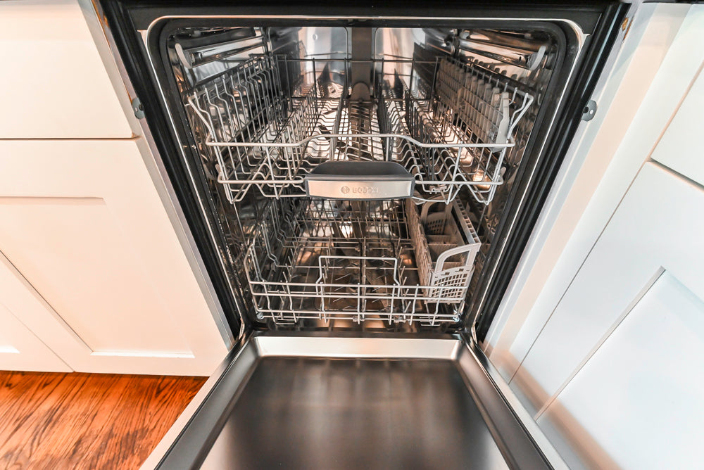 Rutt Transitional White Kitchen with Island, Wet Bar, Granite Countertops & Appliances