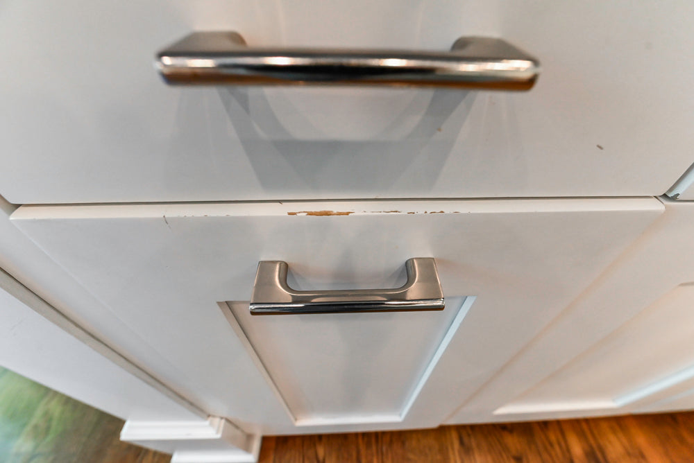 Rutt Transitional White Kitchen with Island, Wet Bar, Granite Countertops & Appliances