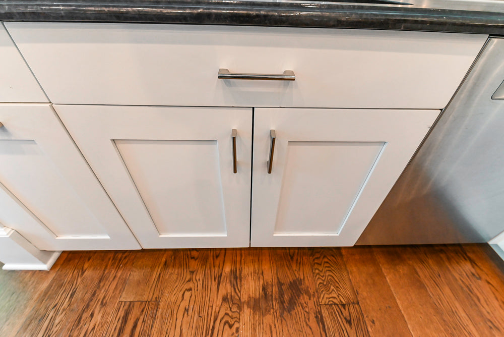 Rutt Transitional White Kitchen with Island, Wet Bar, Granite Countertops & Appliances