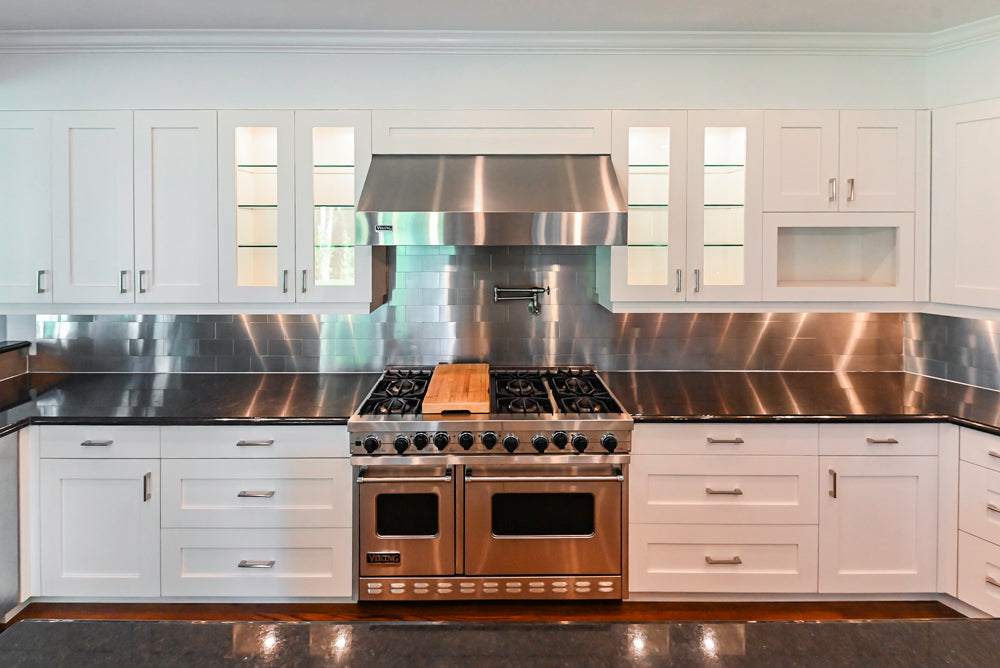 Rutt Transitional White Kitchen with Island, Wet Bar, Granite Countertops & Appliances