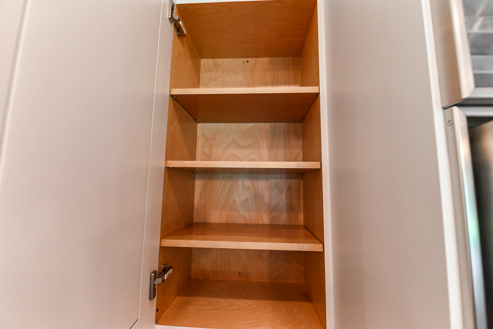 Rutt Transitional White Kitchen with Island, Wet Bar, Granite Countertops & Appliances