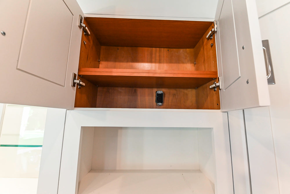 Rutt Transitional White Kitchen with Island, Wet Bar, Granite Countertops & Appliances