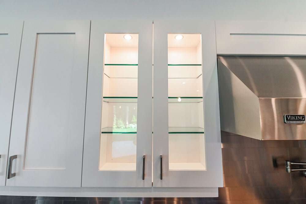 Rutt Transitional White Kitchen with Island, Wet Bar, Granite Countertops & Appliances