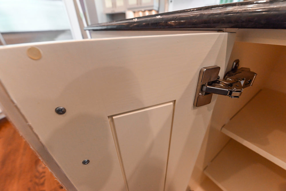 Rutt Transitional White Kitchen with Island, Wet Bar, Granite Countertops & Appliances