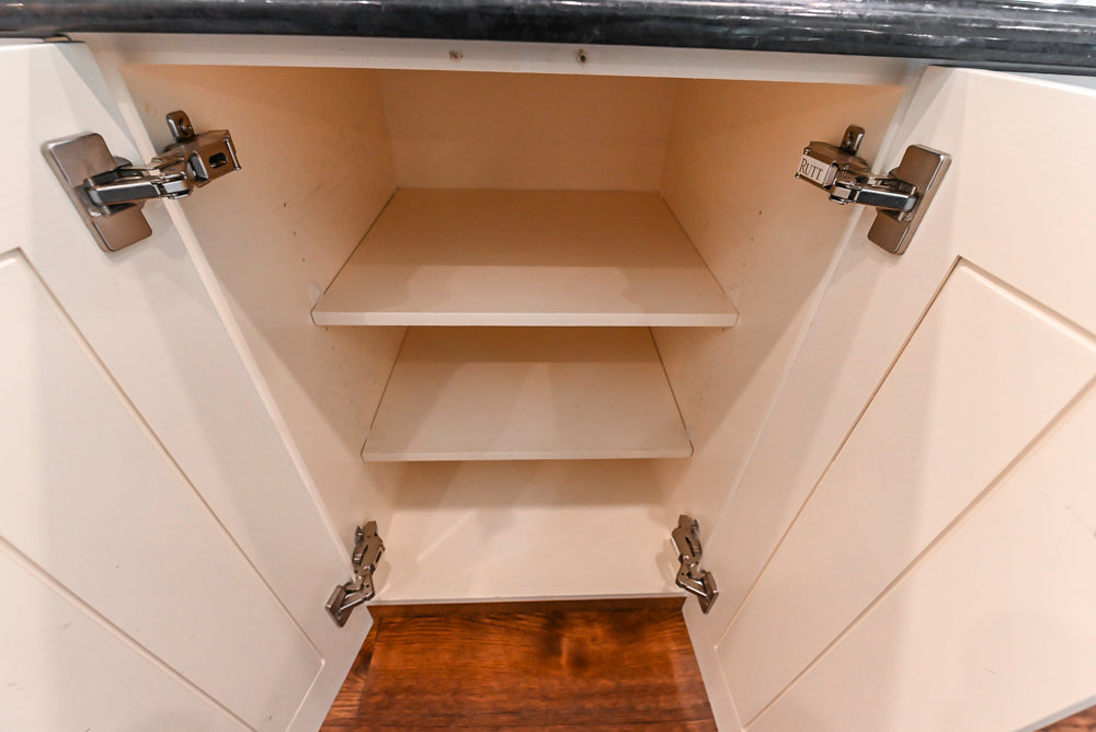 Rutt Transitional White Kitchen with Island, Wet Bar, Granite Countertops & Appliances