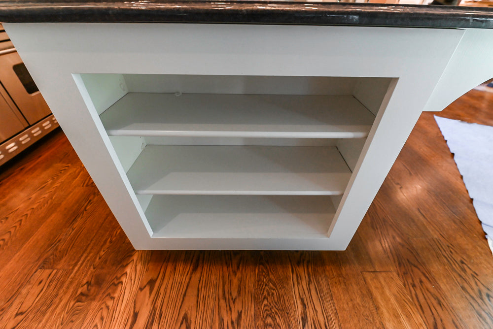 Rutt Transitional White Kitchen with Island, Wet Bar, Granite Countertops & Appliances