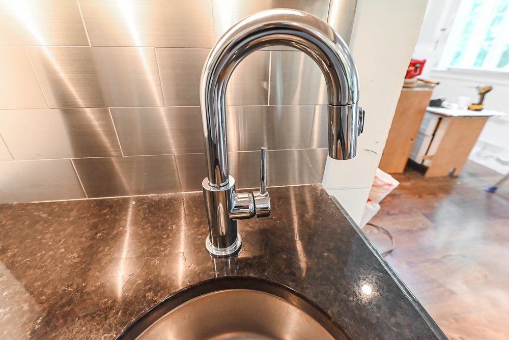 Rutt Transitional White Kitchen with Island, Wet Bar, Granite Countertops & Appliances