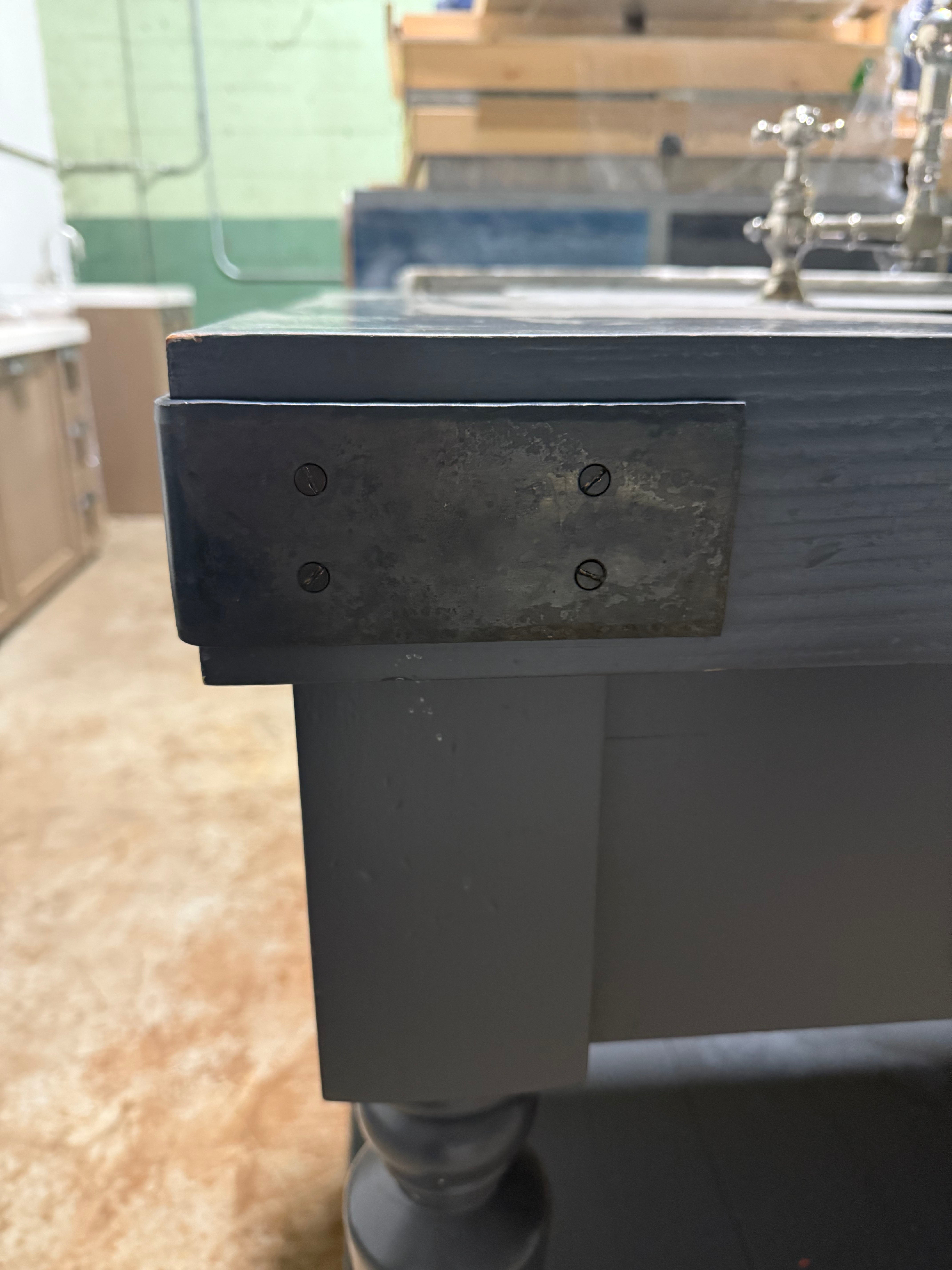 Traditional 56 1/2" Grey Single Vanity with Wood Top, Sink and Waterworks Faucet