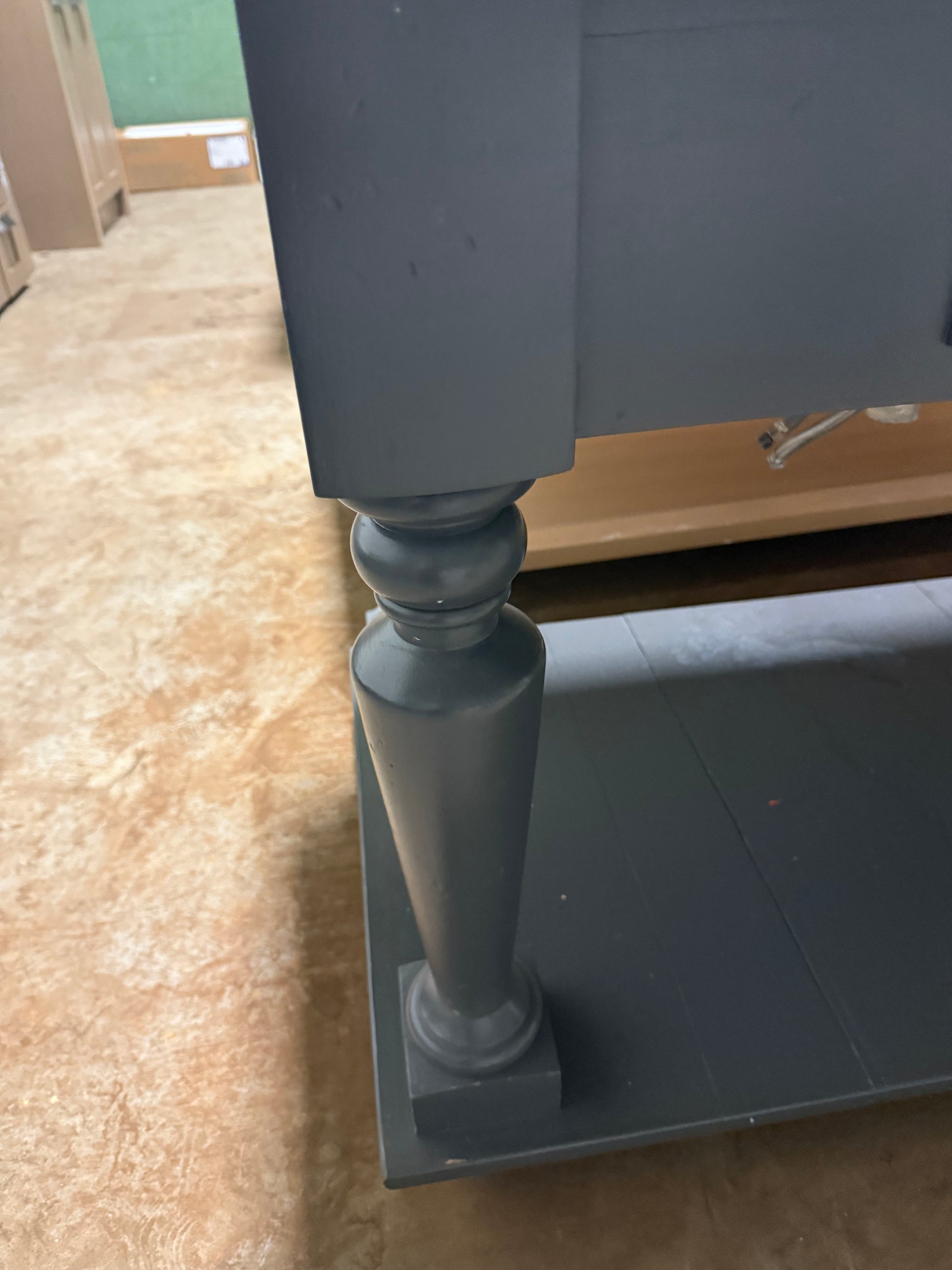 Traditional 56 1/2" Grey Single Vanity with Wood Top, Sink and Waterworks Faucet