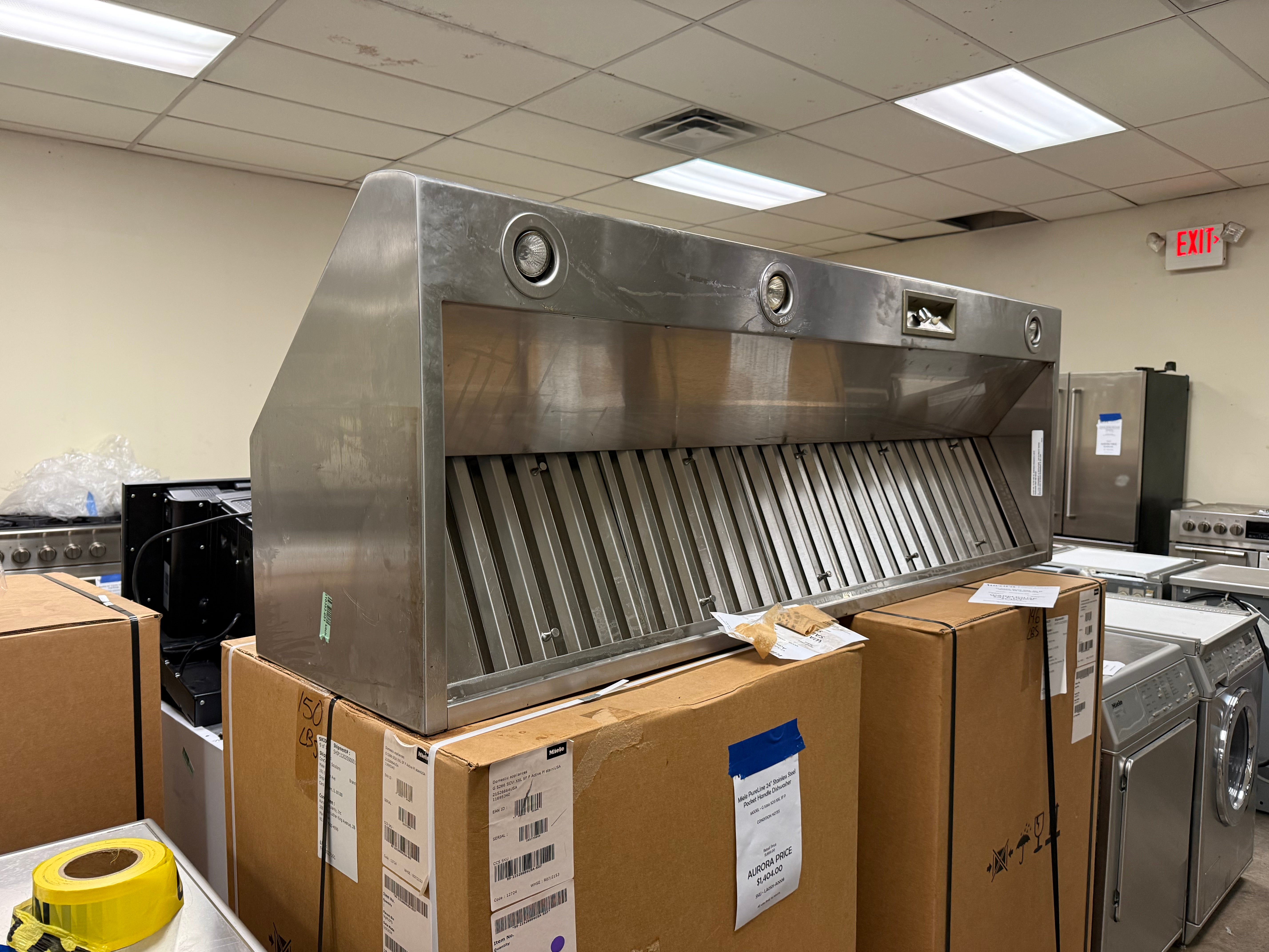 Wolf PW662418 66 inch pro wall hood front view extra wide commercial stainless steel