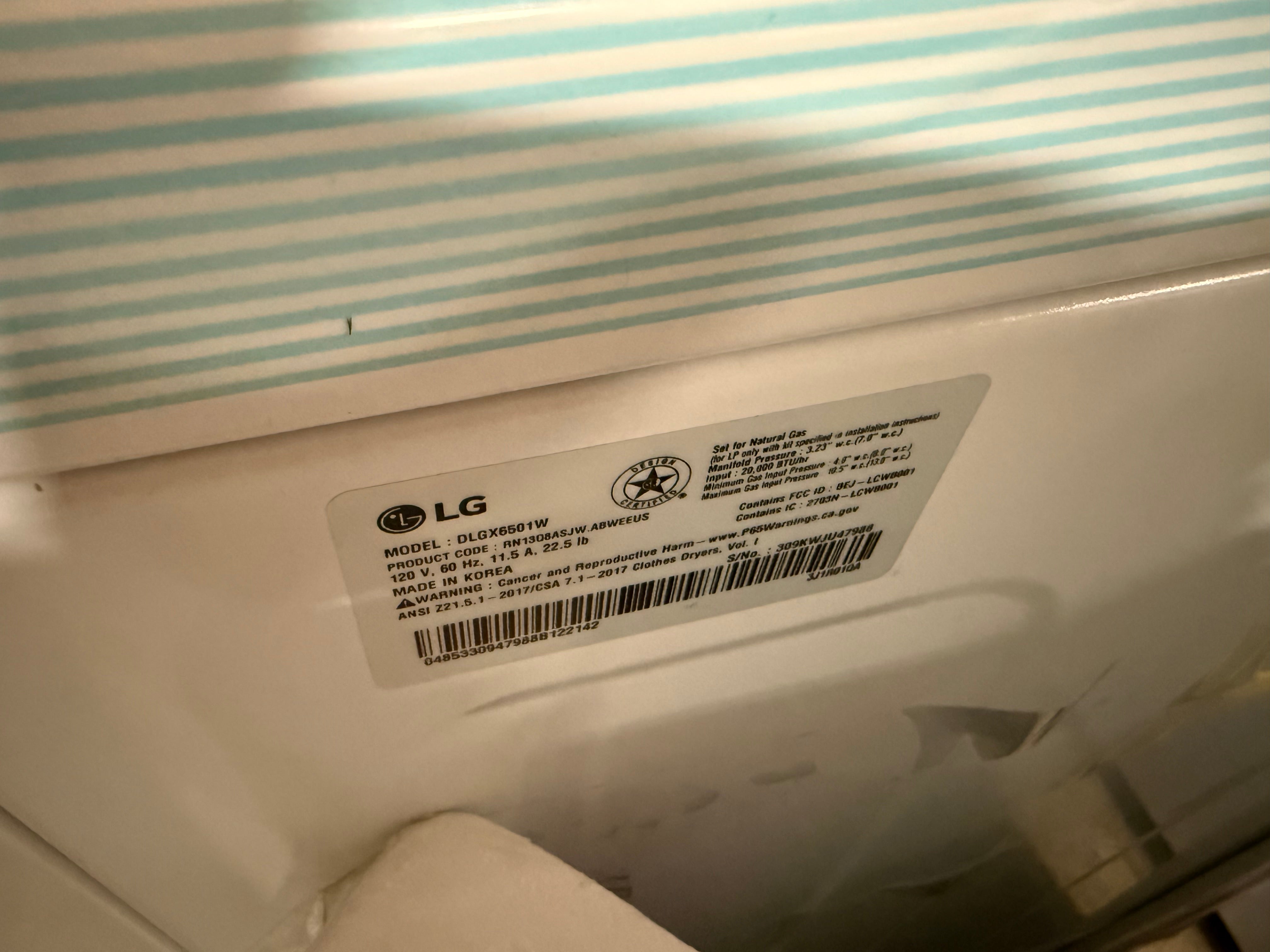 LG DLGX6501W 27" White Smart Front Load Gas Dryer