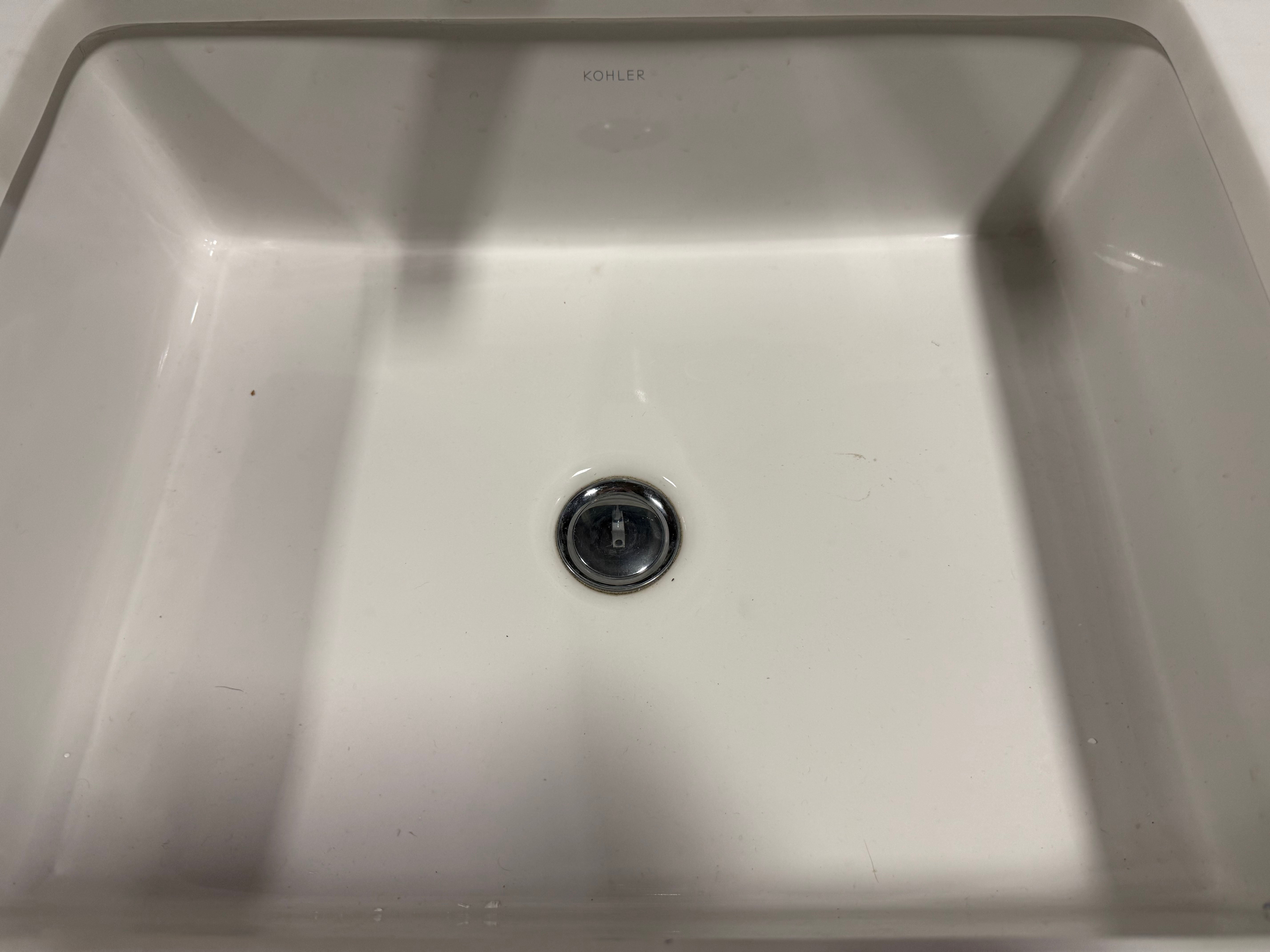 Modern Grey 35" Single Vanity With White Top, Kohler Sink and Polished Chrome Three-Piece Faucet