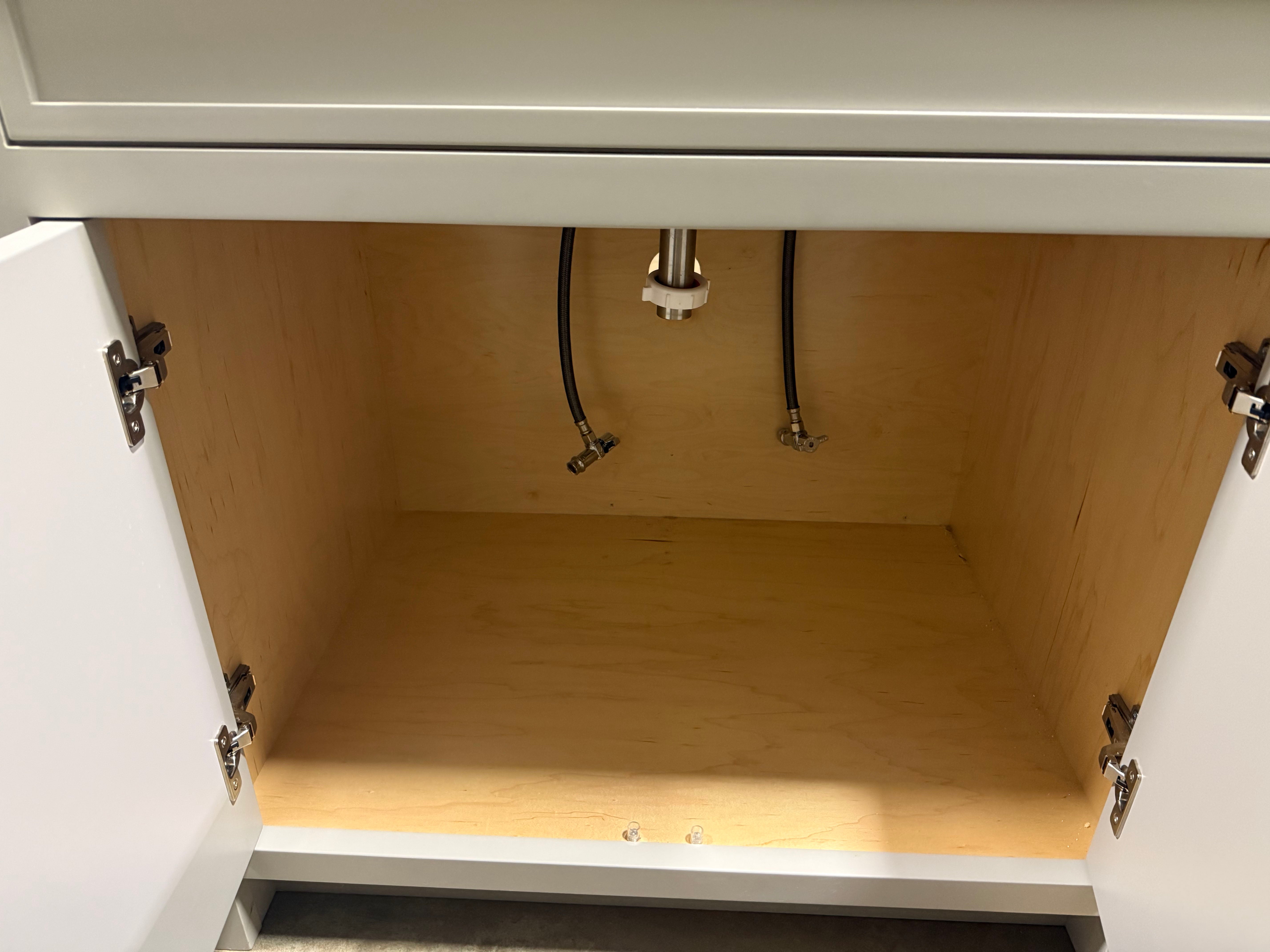 Modern Grey 35" Single Vanity With White Top, Kohler Sink and Polished Chrome Three-Piece Faucet