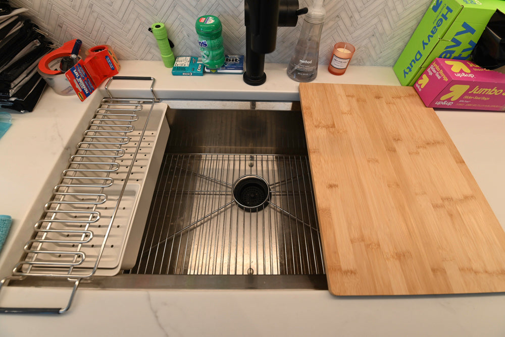 Rein & Jac Transitional White & Oak Kitchenette with Sink & Faucet