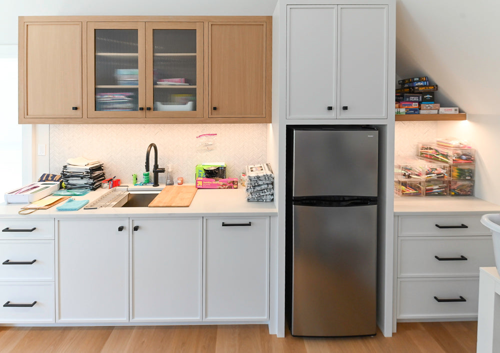 Rein & Jac Transitional White & Oak Kitchenette with Sink & Faucet