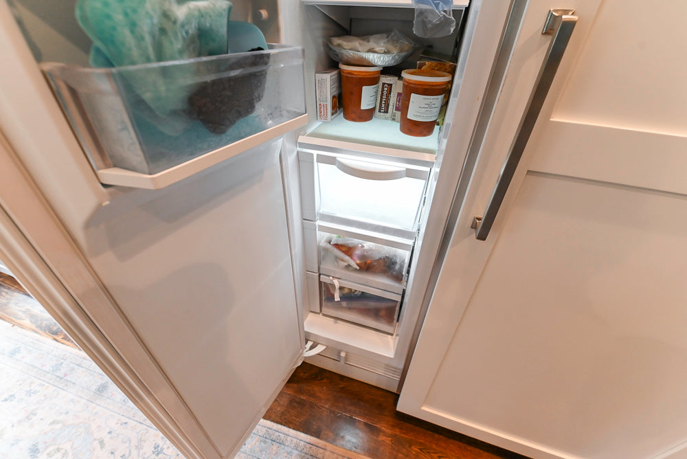 Custom Transitional White Kitchen with Island, Marble Countertop and Sub-Zero & Wolf Appliances