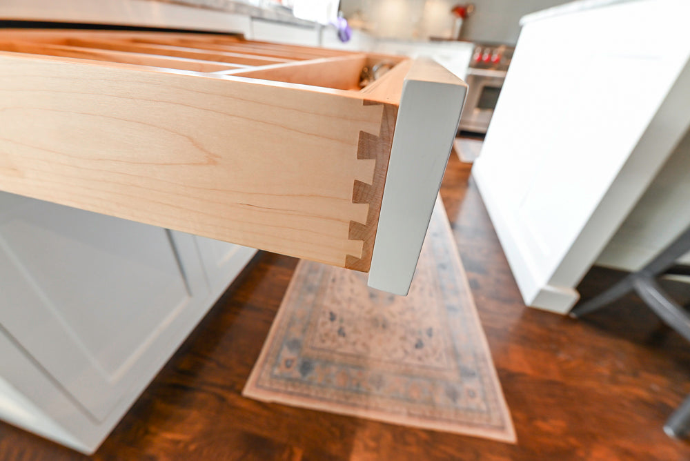 Custom Transitional White Kitchen with Island, Marble Countertop and Sub-Zero & Wolf Appliances