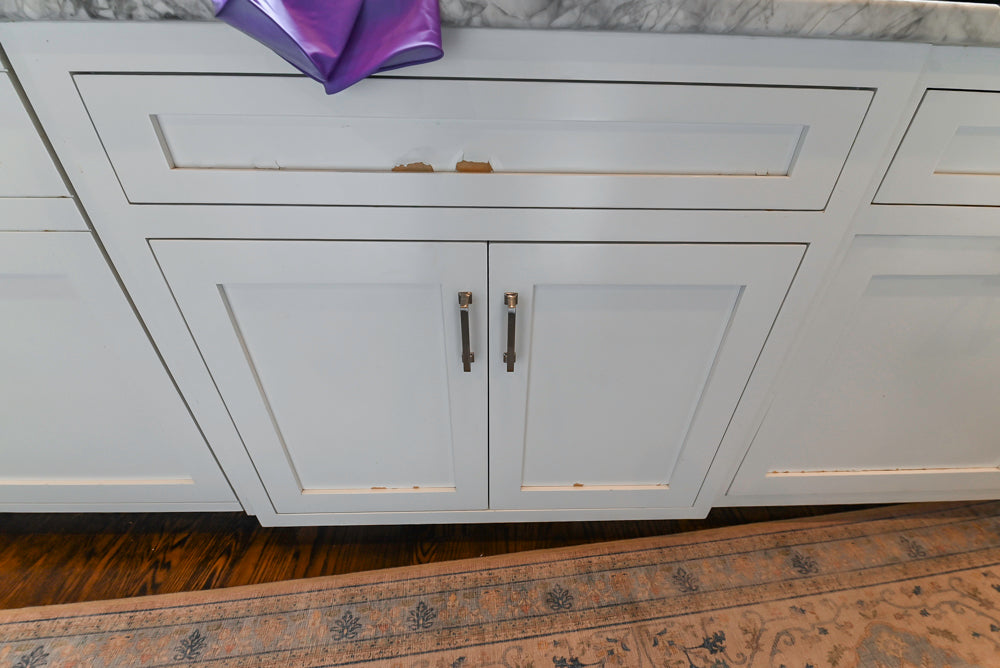 Custom Transitional White Kitchen with Island, Marble Countertop and Sub-Zero & Wolf Appliances