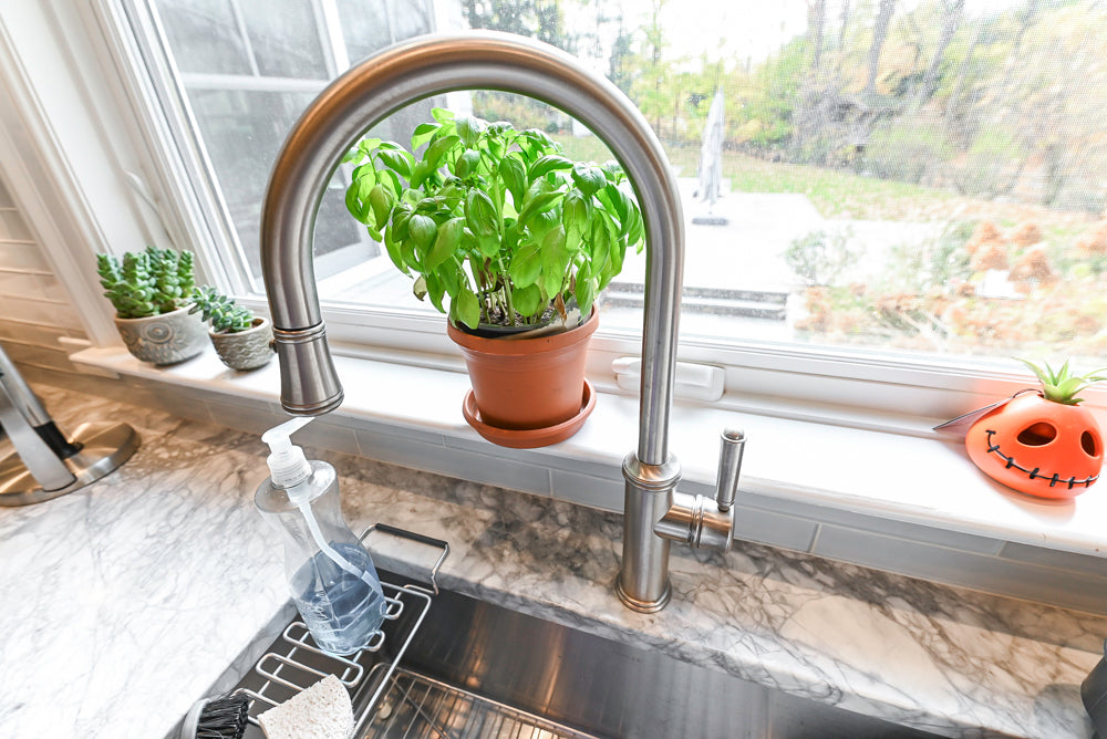 Custom Transitional White Kitchen with Island, Marble Countertop and Sub-Zero & Wolf Appliances