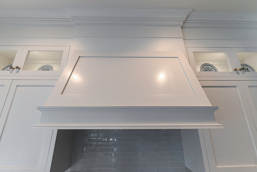 Custom Transitional White Kitchen with Island, Marble Countertop and Sub-Zero & Wolf Appliances