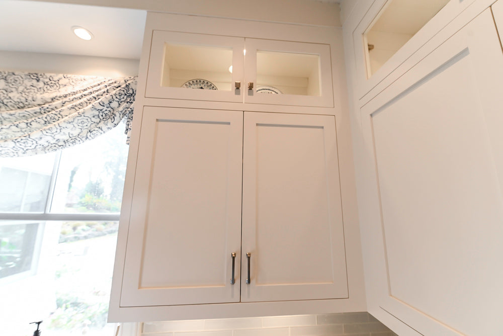 Custom Transitional White Kitchen with Island, Marble Countertop and Sub-Zero & Wolf Appliances