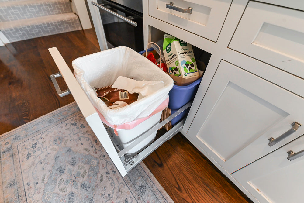 Custom Transitional White Kitchen with Island, Marble Countertop and Sub-Zero & Wolf Appliances