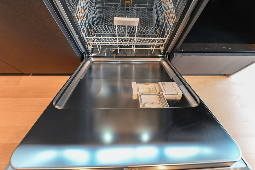 Custom Modern Wood Veneer Kitchen with White Marble Countertops and Wolf & Miele Appliances