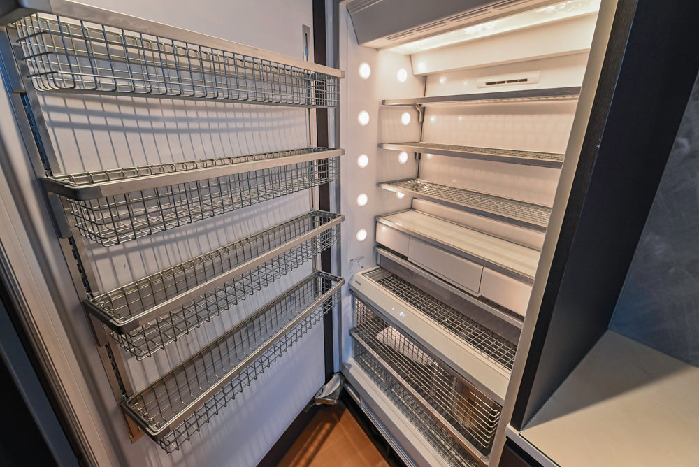 Custom Modern Wood Veneer Kitchen with White Marble Countertops and Wolf & Miele Appliances