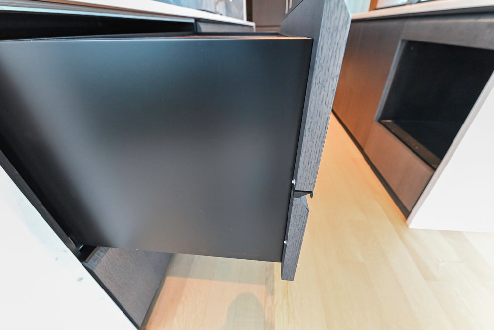 Custom Modern Wood Veneer Kitchen with White Marble Countertops and Wolf & Miele Appliances