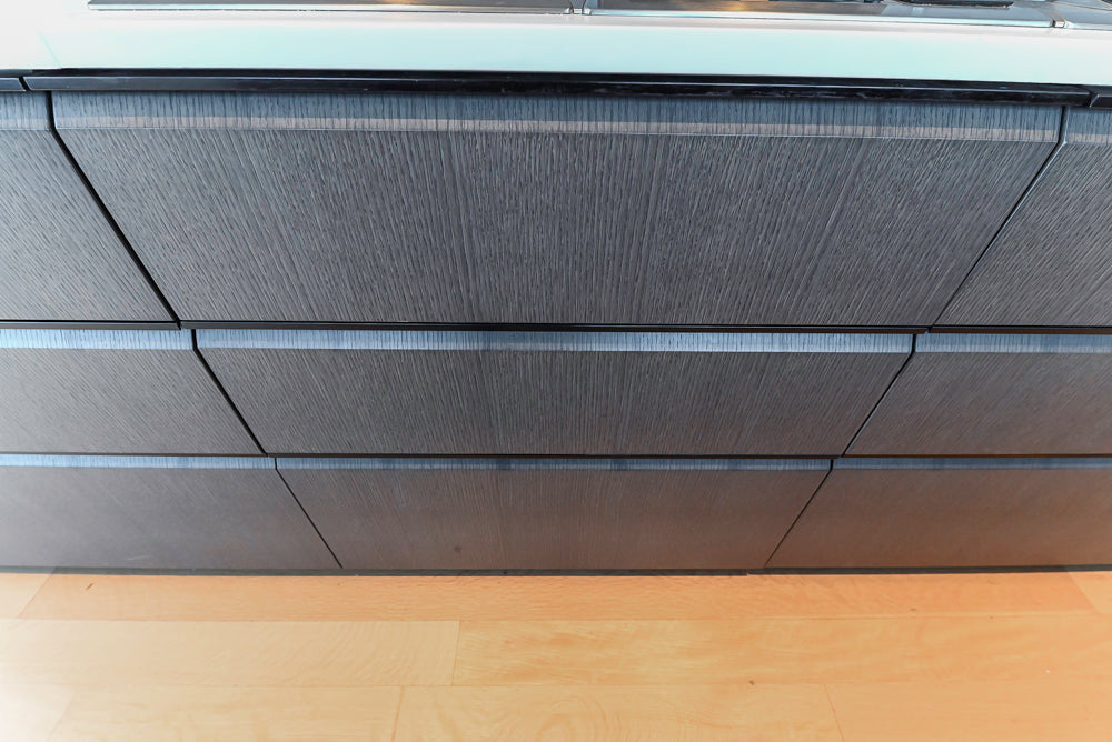 Custom Modern Wood Veneer Kitchen with White Marble Countertops and Wolf & Miele Appliances