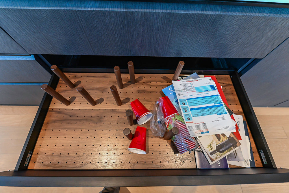 Custom Modern Wood Veneer Kitchen with White Marble Countertops and Wolf & Miele Appliances