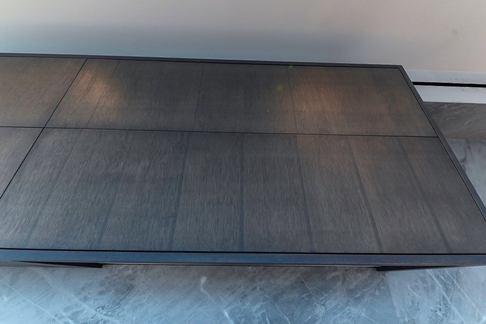 Custom Modern Wood Veneer Kitchen with White Marble Countertops and Wolf & Miele Appliances