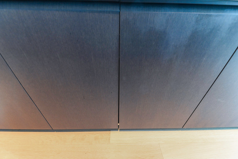 Custom Modern Wood Veneer Kitchen with White Marble Countertops and Wolf & Miele Appliances