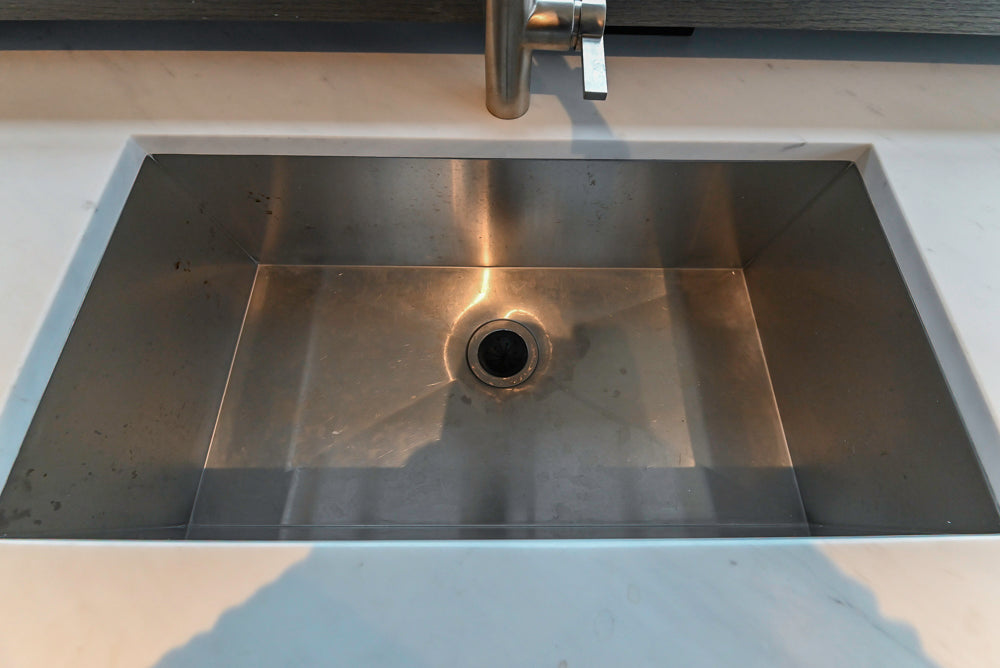 Custom Modern Wood Veneer Kitchen with White Marble Countertops and Wolf & Miele Appliances